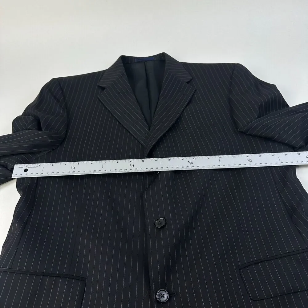 Daniel Cremieux Blazer Loro Piana Super 120s 42R Black Pinstripe Wool Men Jacket
